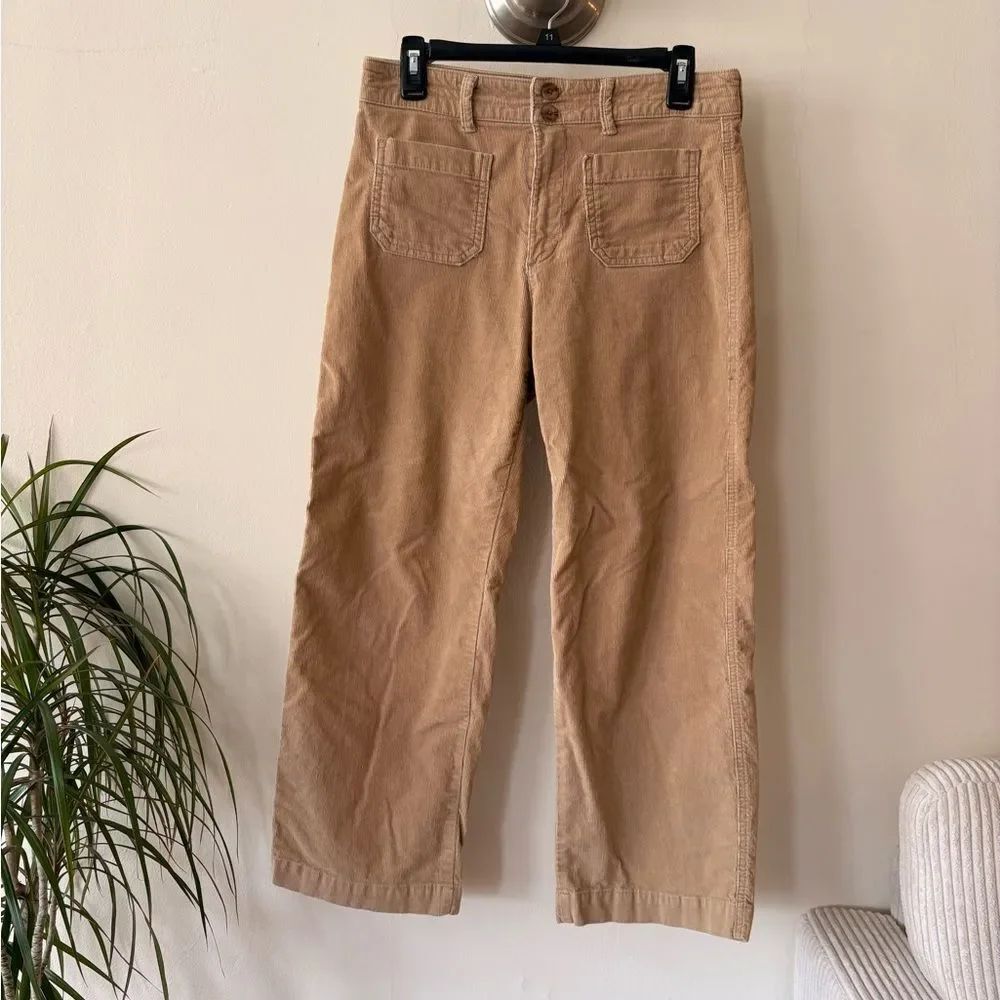 GAP High Rise Wide Leg Corduroy Pants Light Brown Tan Retro Fall Trousers Size 4